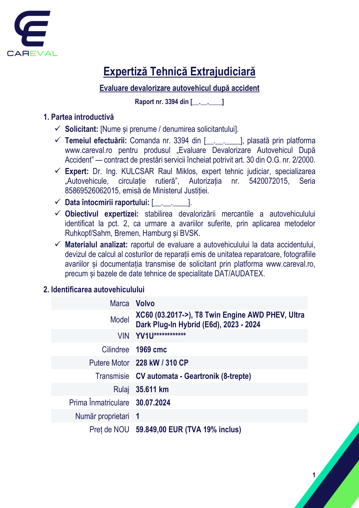 Model de raport — Evaluare Devalorizare